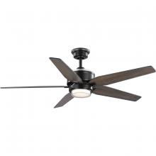 Progress P250061-31M-30 - Byars 54" 5-Blade Integrated LED Indoor Matte Black Mid-Century Modern Ceiling Fan with Light Ki