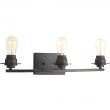 Progress P300010-143 - Debut Collection Three-Light Graphite Farmhouse Bath Vanity Light