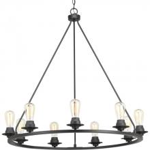 Progress P400016-143 - Debut Collection Nine-Light Graphite Farmhouse Chandelier Light