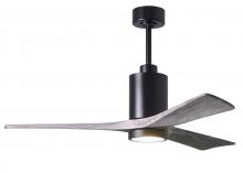 Matthews Fan Company PA3-BK-BW-52 - Patricia-3 three-blade ceiling fan in Matte Black finish with 52” solid barn wood tone blades an