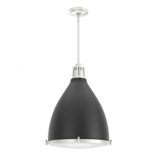  19215 - Hunter Bluff View Flat Matte Black and Brushed Nickel with Clear Holophane Glass 3 Light Pendant Cei