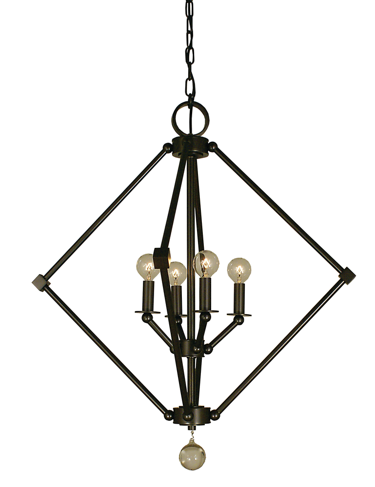 4-Light Polished Nickel Diamond Chandelier